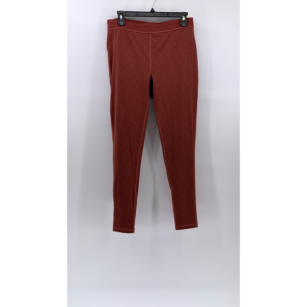 PRANA Women's Orange Ribbed Elastic-Waist Pull-On Leggings SZ L